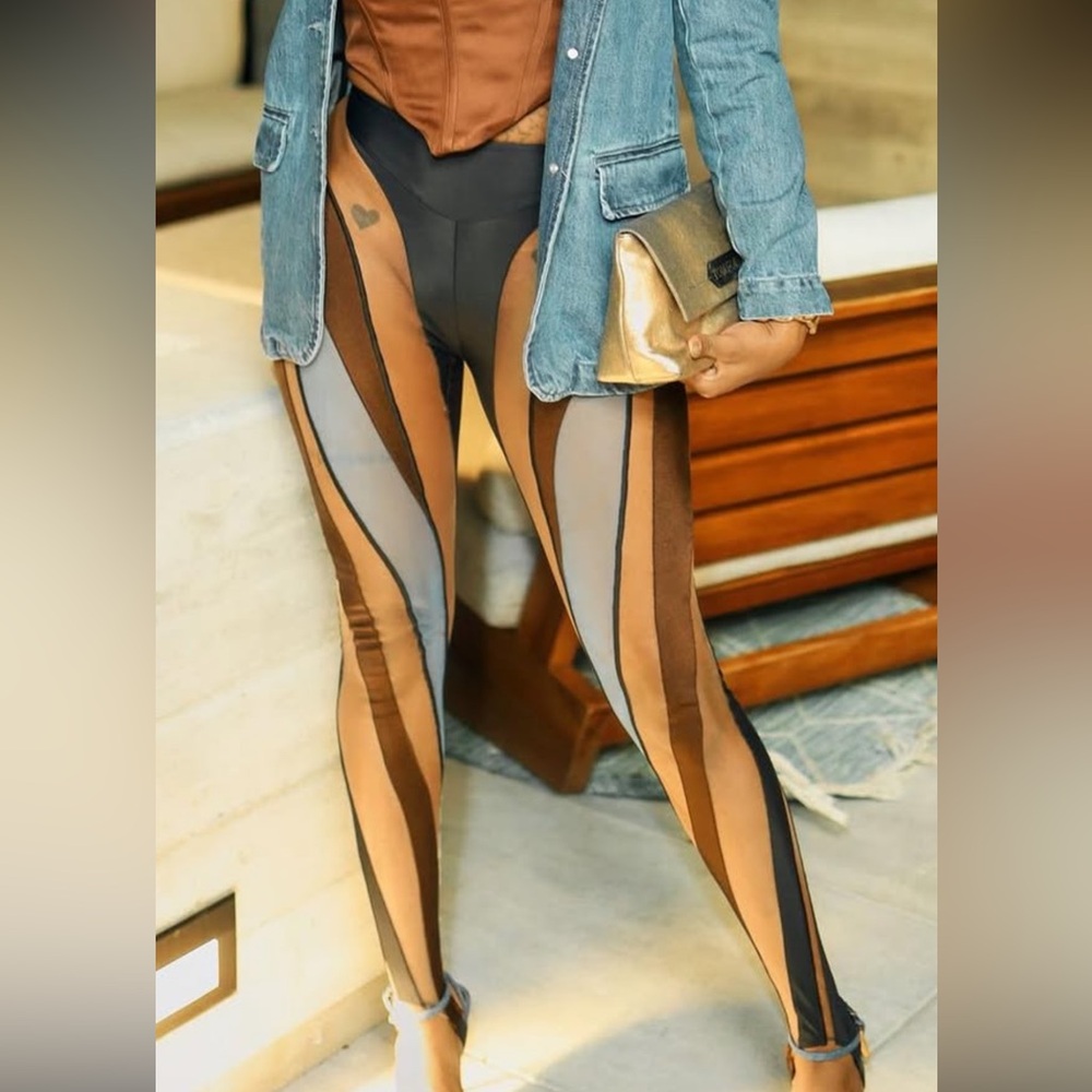 Mugler Black and Brown Leggings